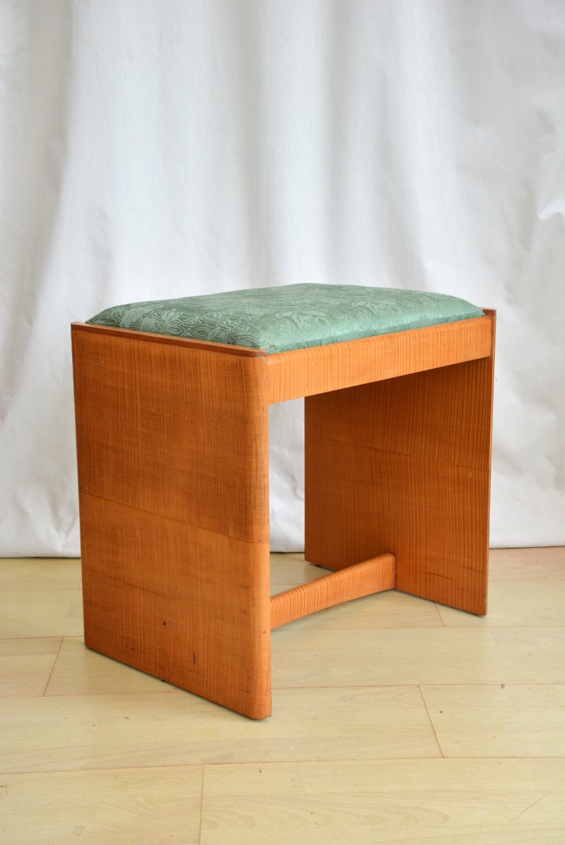 English Art Deco Sycamore Dressing Table Stool - Image 9